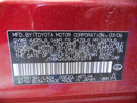 2006 Lexus IS250 Burgundy 2.5L AT #Z24715